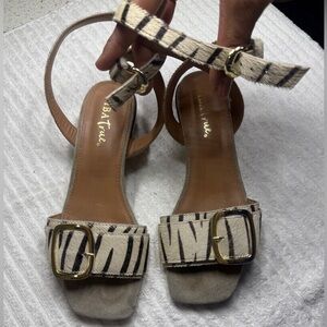 Diba True KEA LAH Zebra Pony hair Square Toe Ankle Wrap Sandals